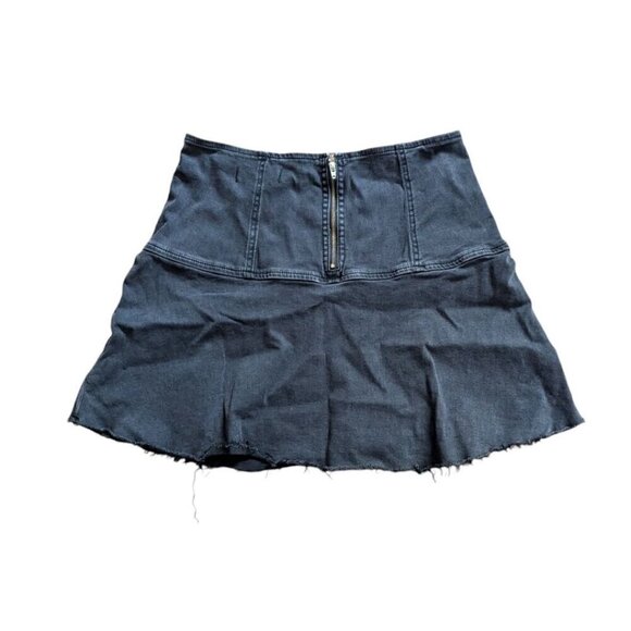 Free People We The Free Highlands Denim Cutoff Skirt in Black - Picture 3 of 6